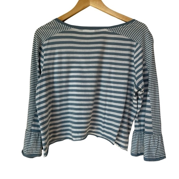 J. Jill Cotton Striped Cropped 3/4 Sleeve Crewneck T-Shirt Jersey, M - Picture 4 of 5